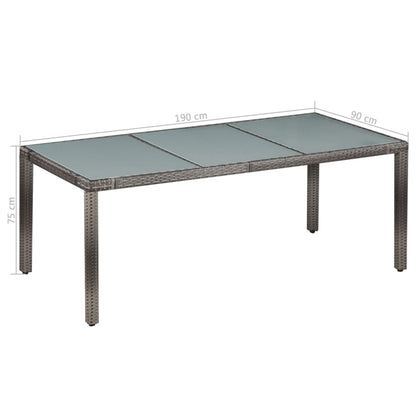 -Delige Tuinset Met Kussens Poly Rattan 9 190 cm tafellengte Grijs en wit
