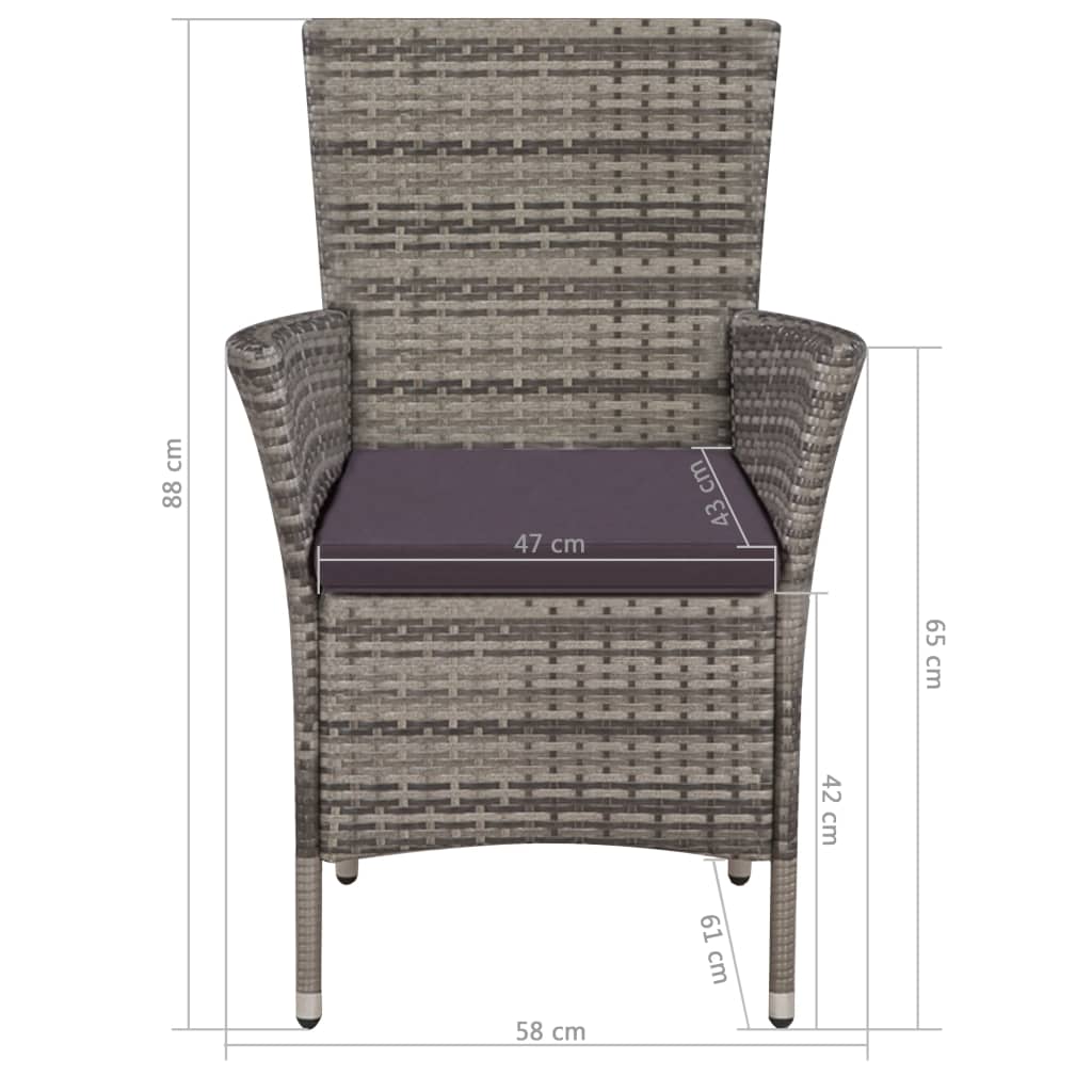 -Delige Tuinset Met Kussens Poly Rattan 9 190 cm tafellengte Grijs en wit