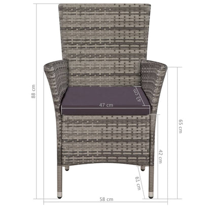 -Delige Tuinset Met Kussens Poly Rattan 9 190 cm tafellengte Grijs en wit