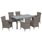 -Delige Tuinset Met Kussens Poly Rattan 7 150 cm tafellengte Grijs en wit