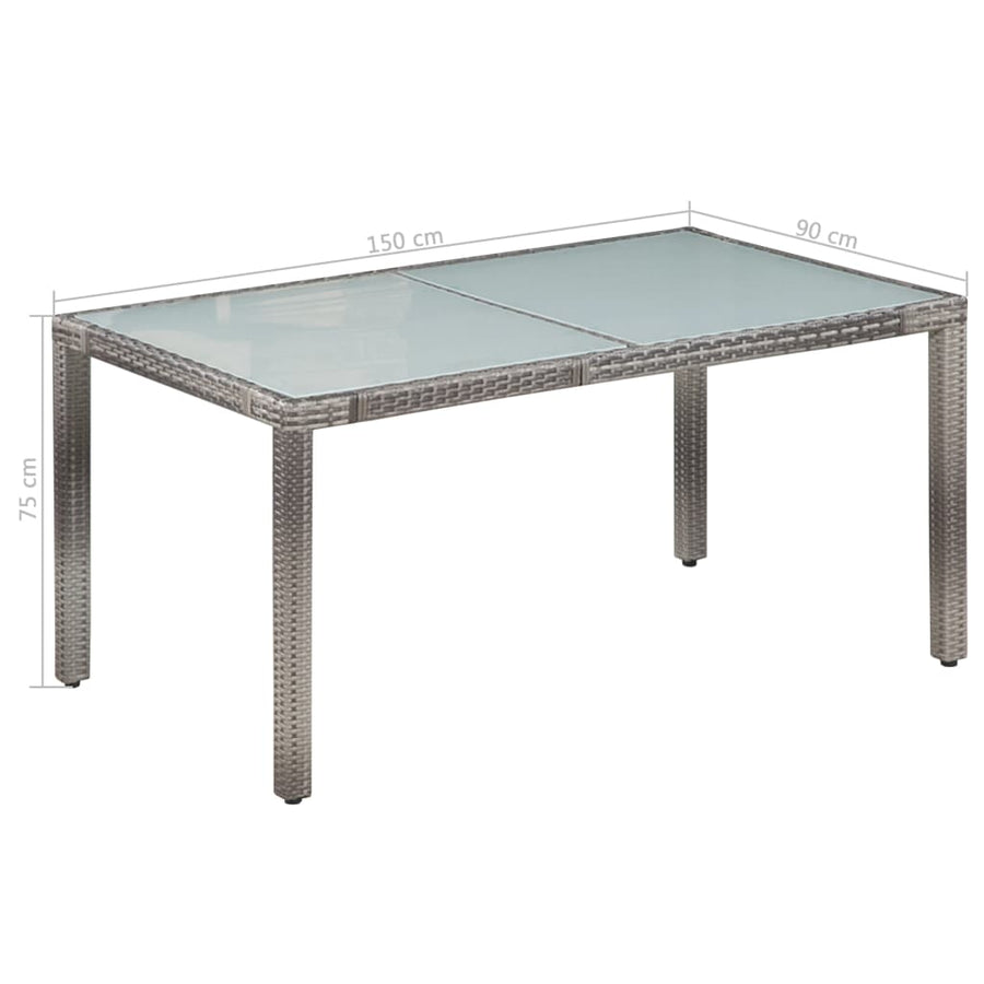 -Delige Tuinset Met Kussens Poly Rattan 7 150 cm tafellengte Grijs en wit