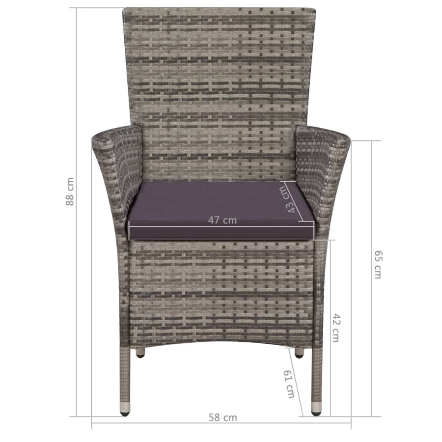 -Delige Tuinset Met Kussens Poly Rattan 7 150 cm tafellengte Grijs en wit