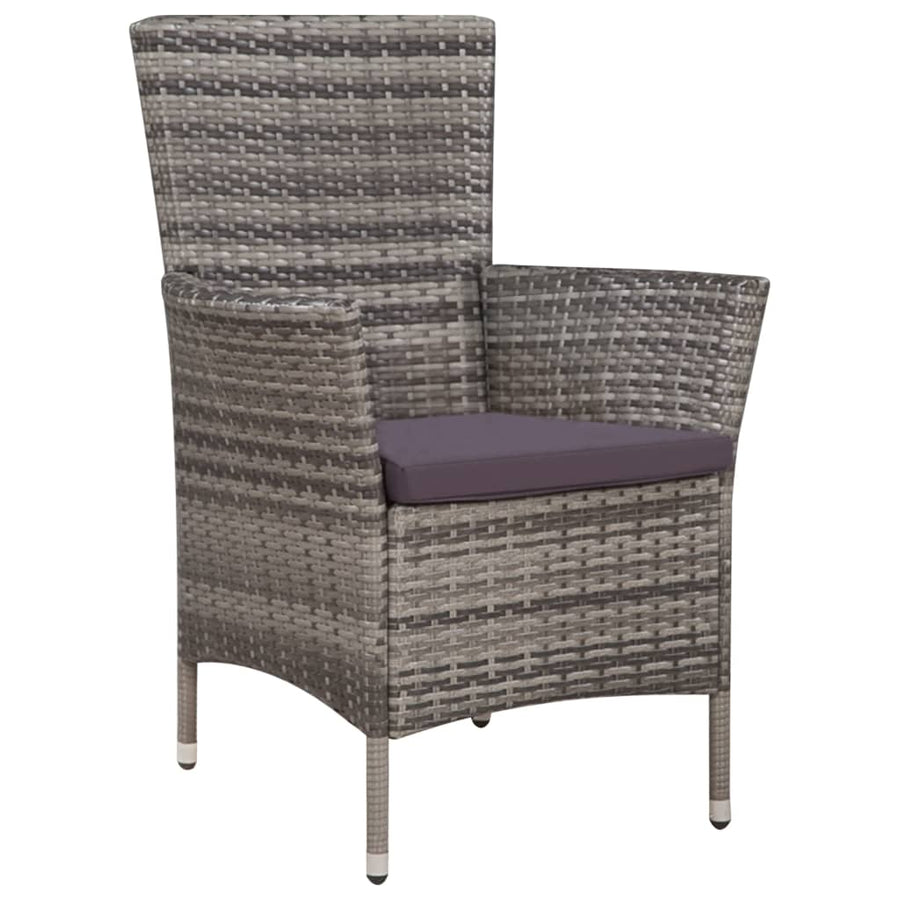 -Delige Tuinset Met Kussens Poly Rattan 5 90 cm tafellengte Grijs en wit