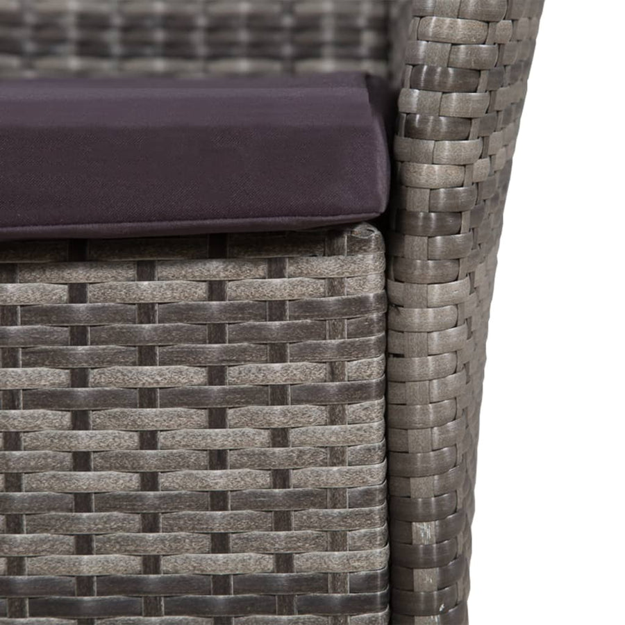 -Delige Tuinset Met Kussens Poly Rattan 5 90 cm tafellengte Grijs en wit