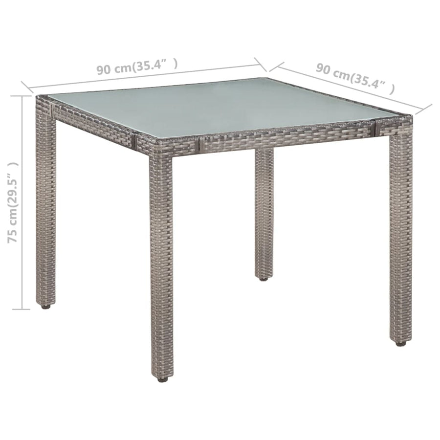 -Delige Tuinset Met Kussens Poly Rattan 5 90 cm tafellengte Grijs en wit