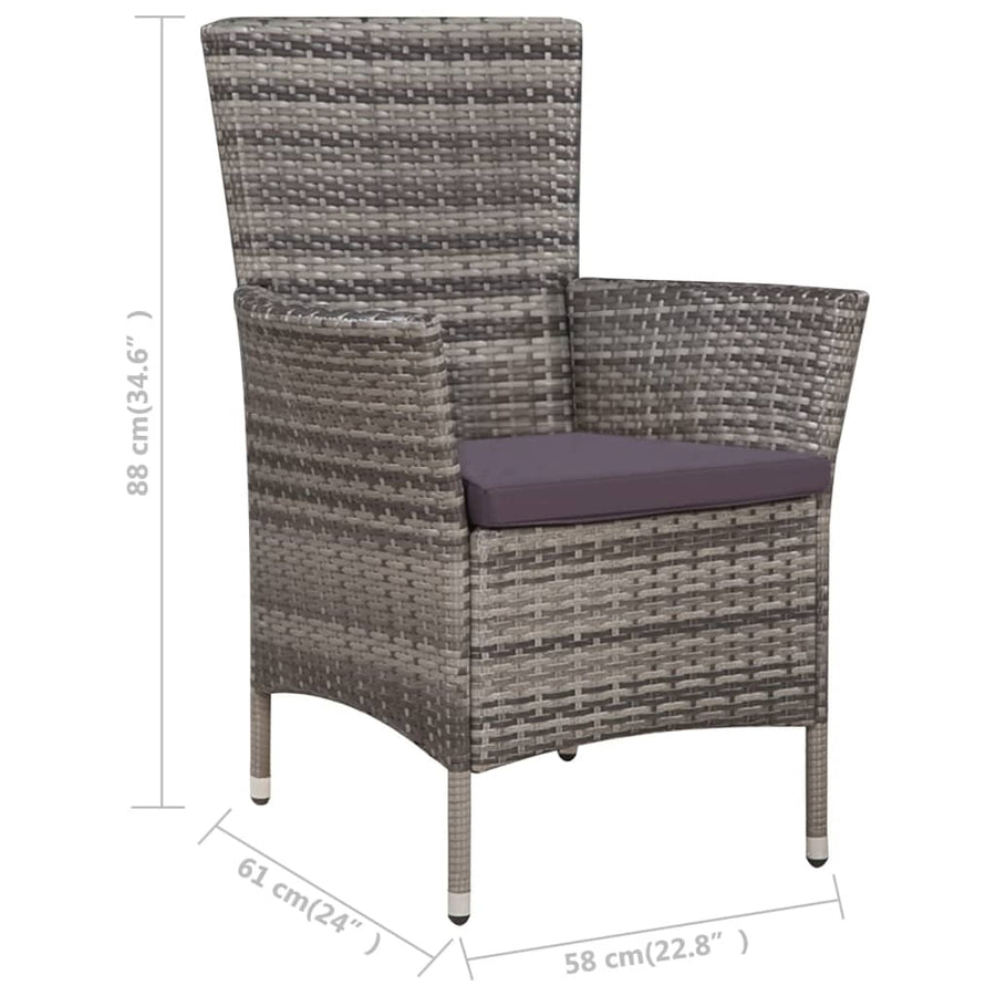 -Delige Tuinset Met Kussens Poly Rattan 5 90 cm tafellengte Grijs en wit