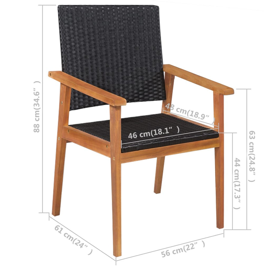 5-Delige Tuinset Poly Rattan Zwart En Bruin