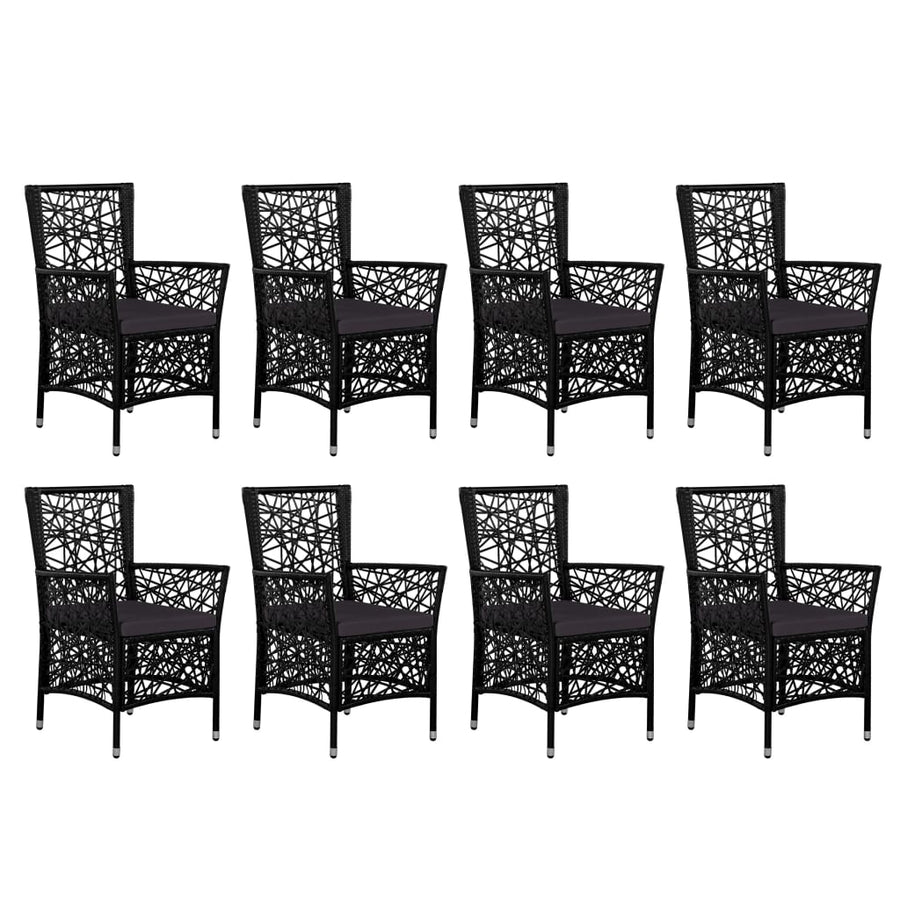 9-delige Tuinset poly rattan zwart