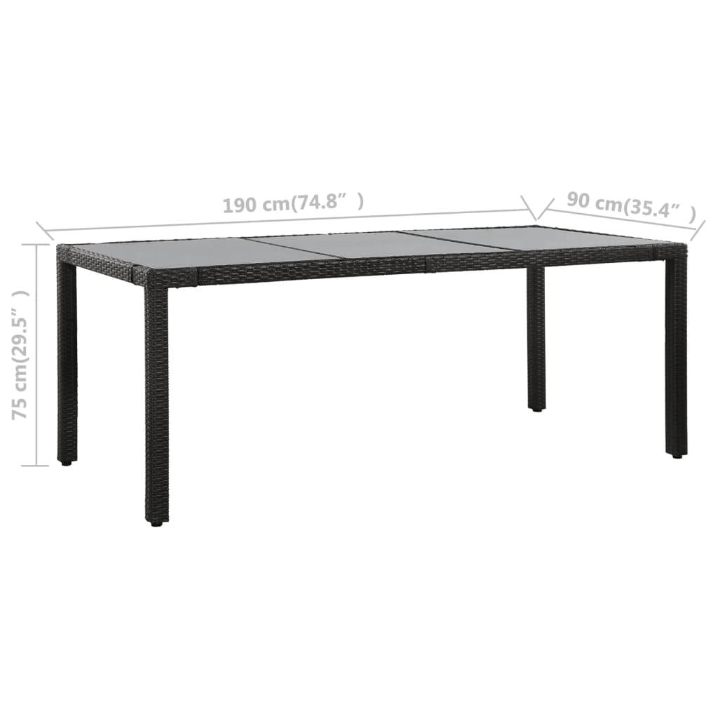 9-delige Tuinset poly rattan zwart
