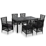 Tuinset 7-delig poly rattan zwart