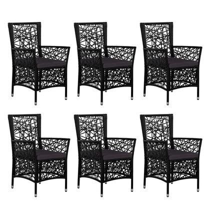 -Delige Tuinset Poly Rattan 7 Zwart