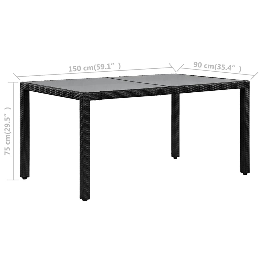 -Delige Tuinset Poly Rattan 7 Zwart