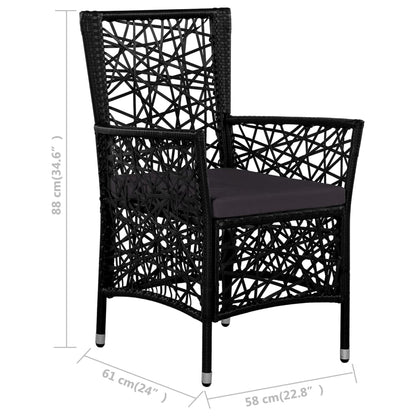 -Delige Tuinset Poly Rattan 7 Zwart
