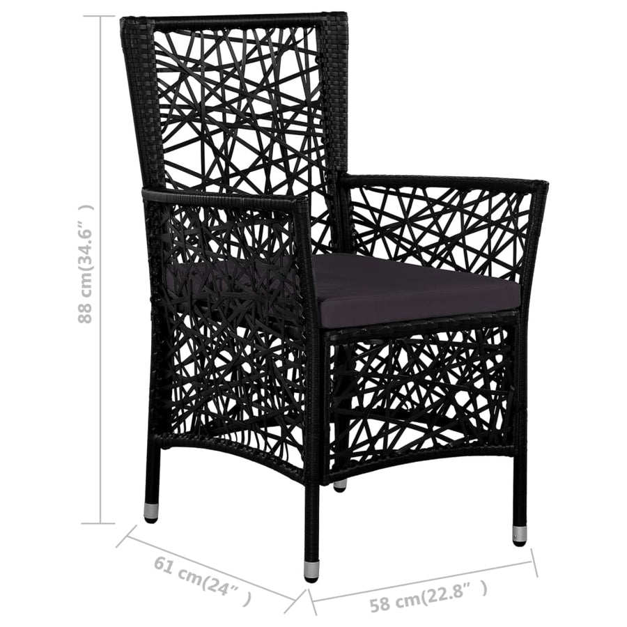 -Delige Tuinset Poly Rattan 7 Zwart