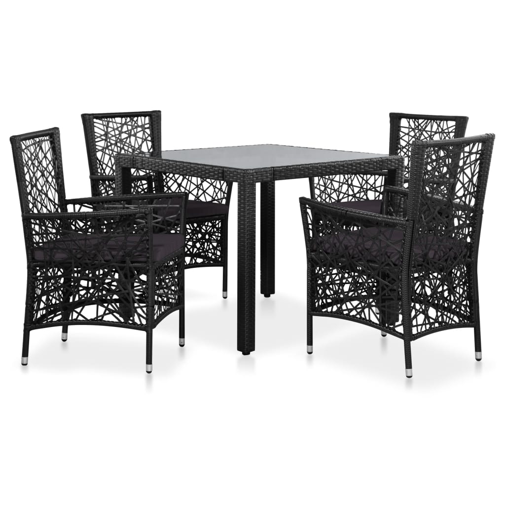 -Delige Tuinset Poly Rattan 5 Zwart