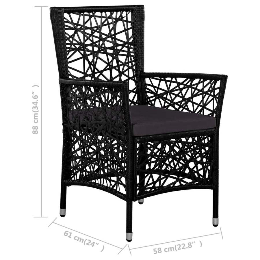 -Delige Tuinset Poly Rattan 5 Zwart