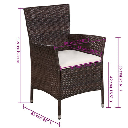 Tuinstoel En Kruk Met Kussens Poly Rattan Bruin