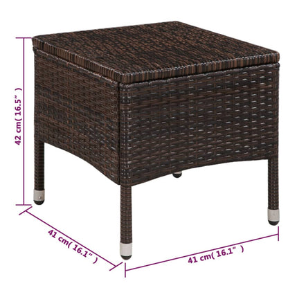 Tuinstoel En Kruk Met Kussens Poly Rattan Bruin