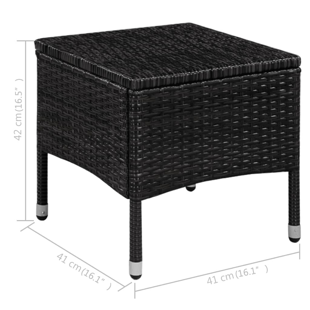 Tuinstoel En Kruk Met Kussens Poly Rattan Zwart