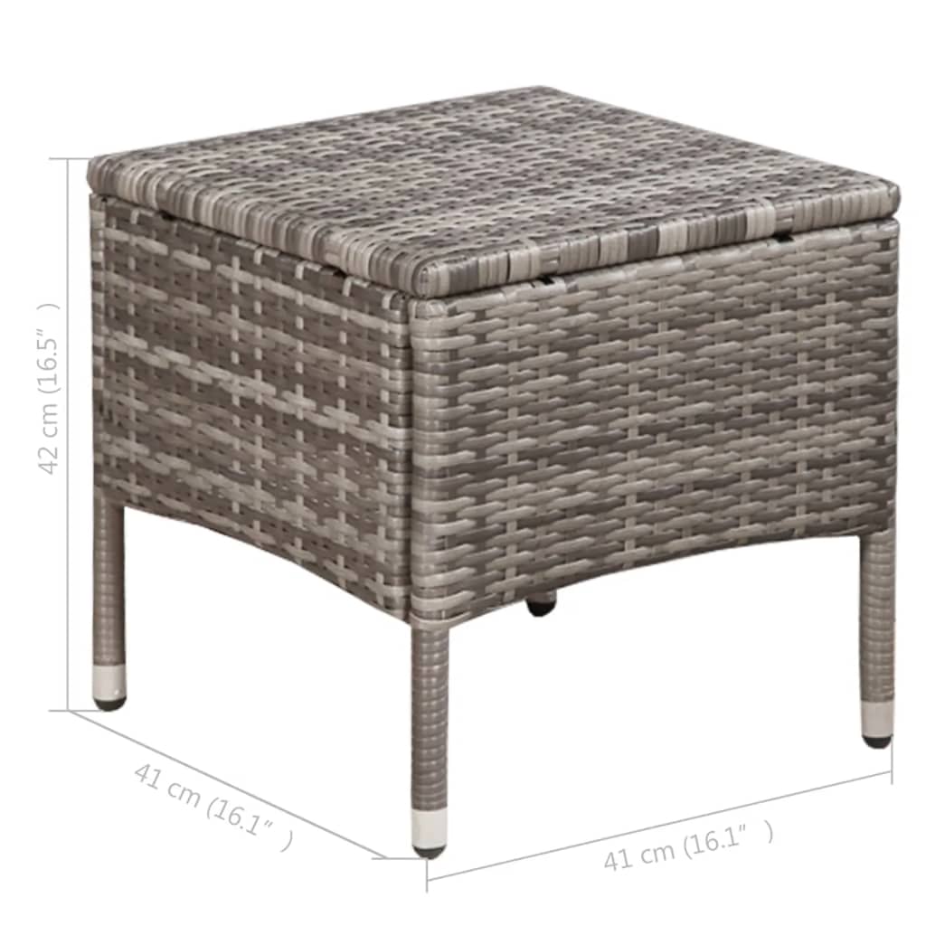 Tuinstoel en kruk met kussens poly rattan grijs