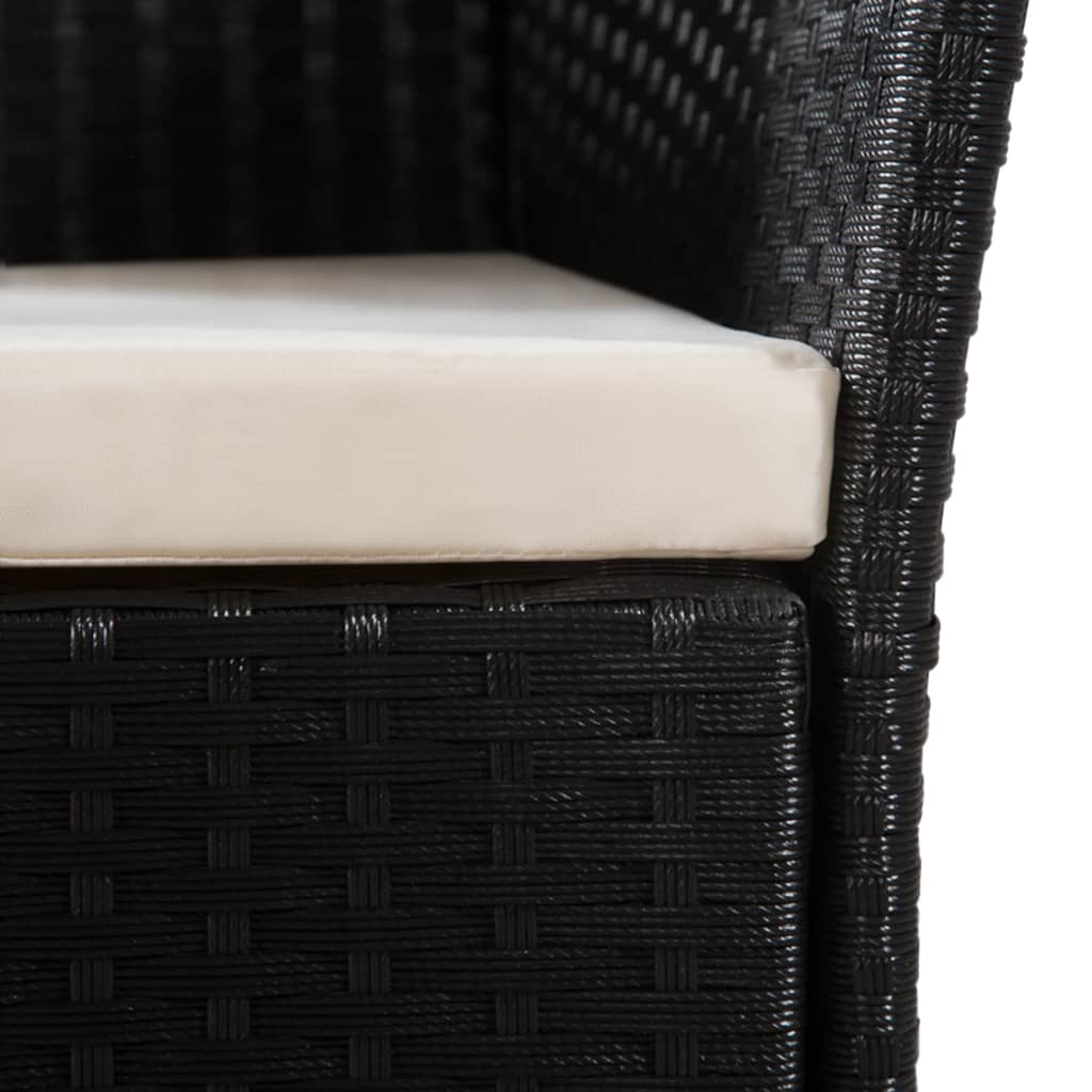-Delige Tuinset Poly Rattan Zwart En Bruin 7