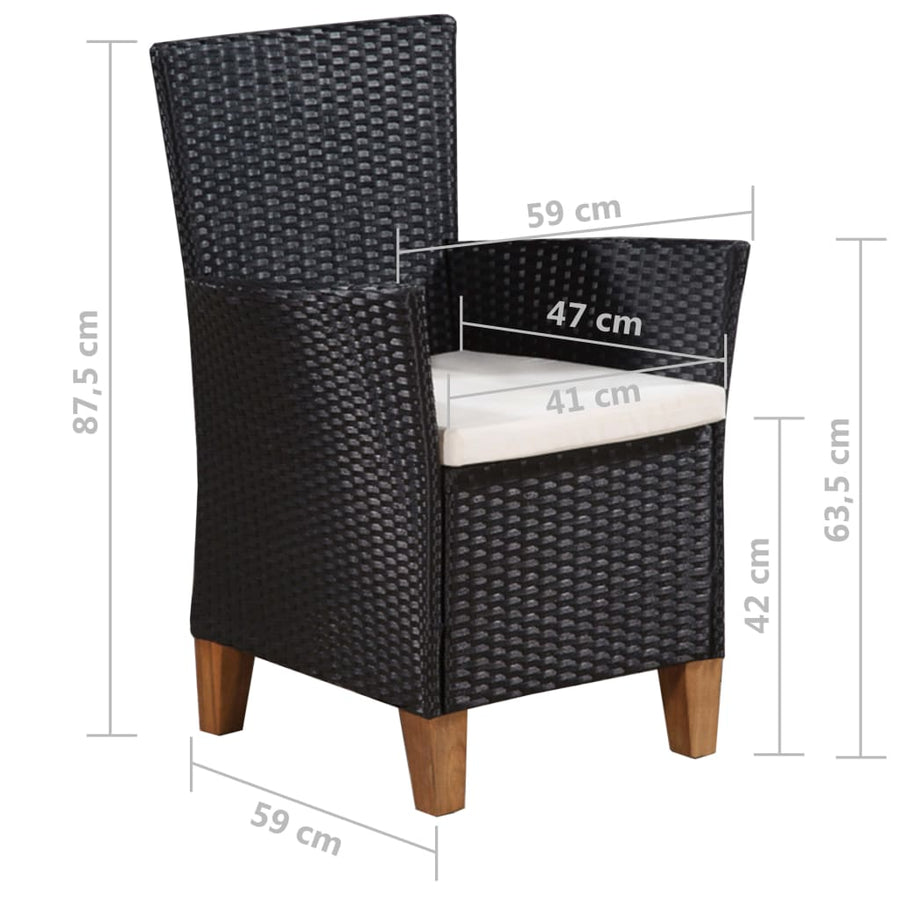 -Delige Tuinset Poly Rattan Zwart En Bruin 7
