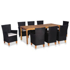 Tuinset 8 persoons poly rattan zwart bruin acaciahout