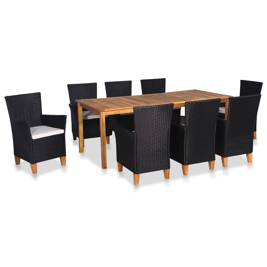 9-delige Tuinset poly rattan zwart en bruin