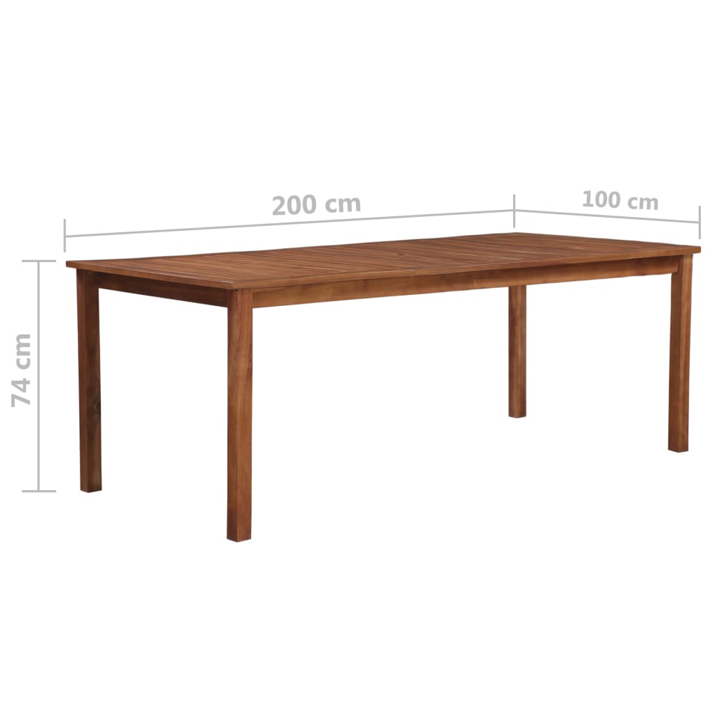 Tuintafel 200x100x74 cm massief acaciahout 200 x 100 x 74 cm
