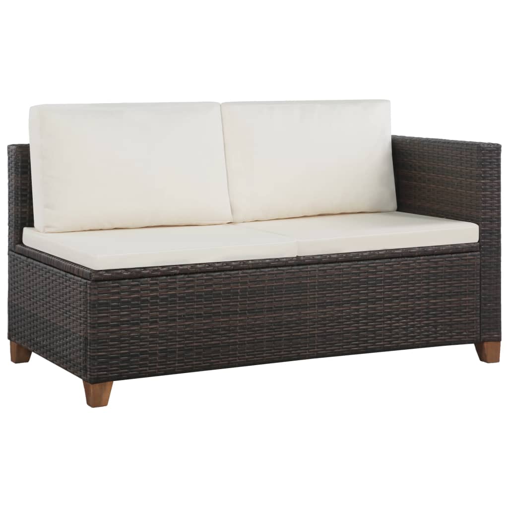 -Delige Loungeset Met Kussens Poly Rattan Bruin