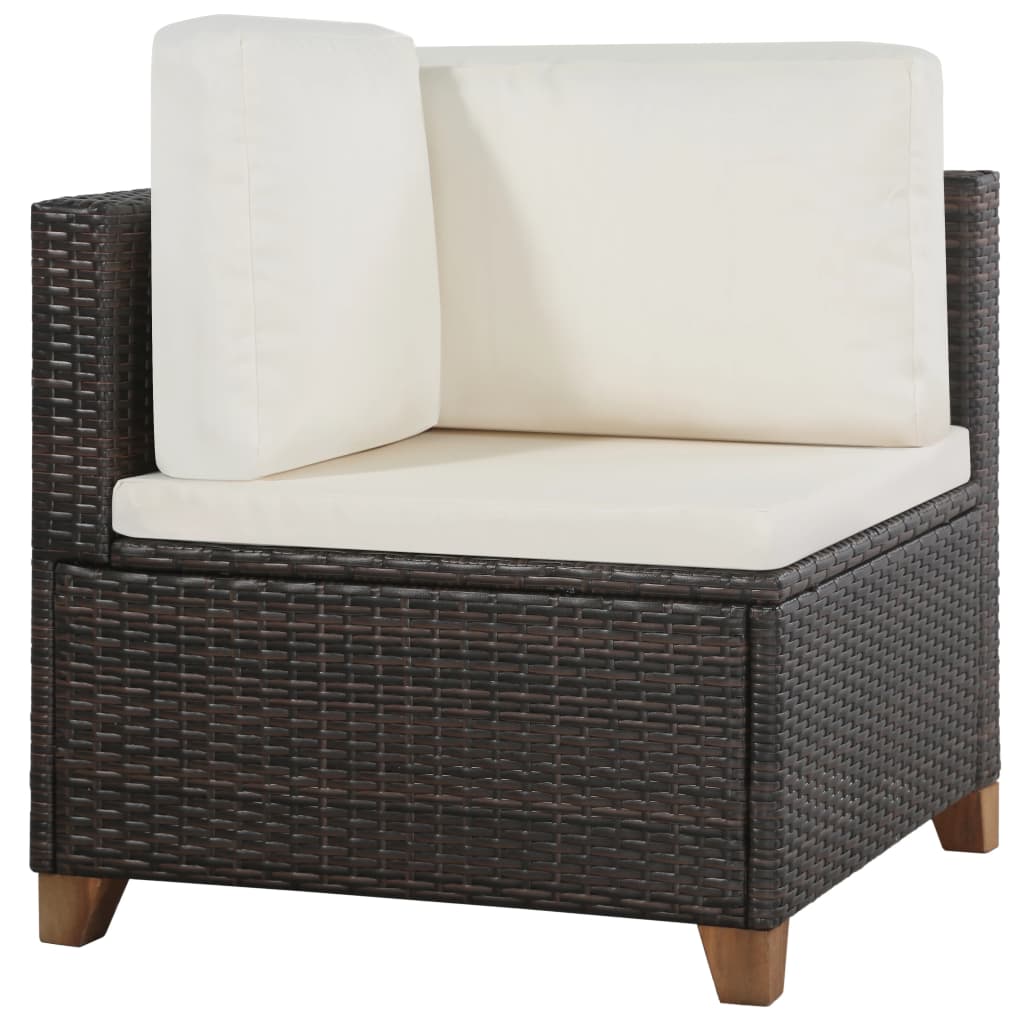 -Delige Loungeset Met Kussens Poly Rattan Bruin