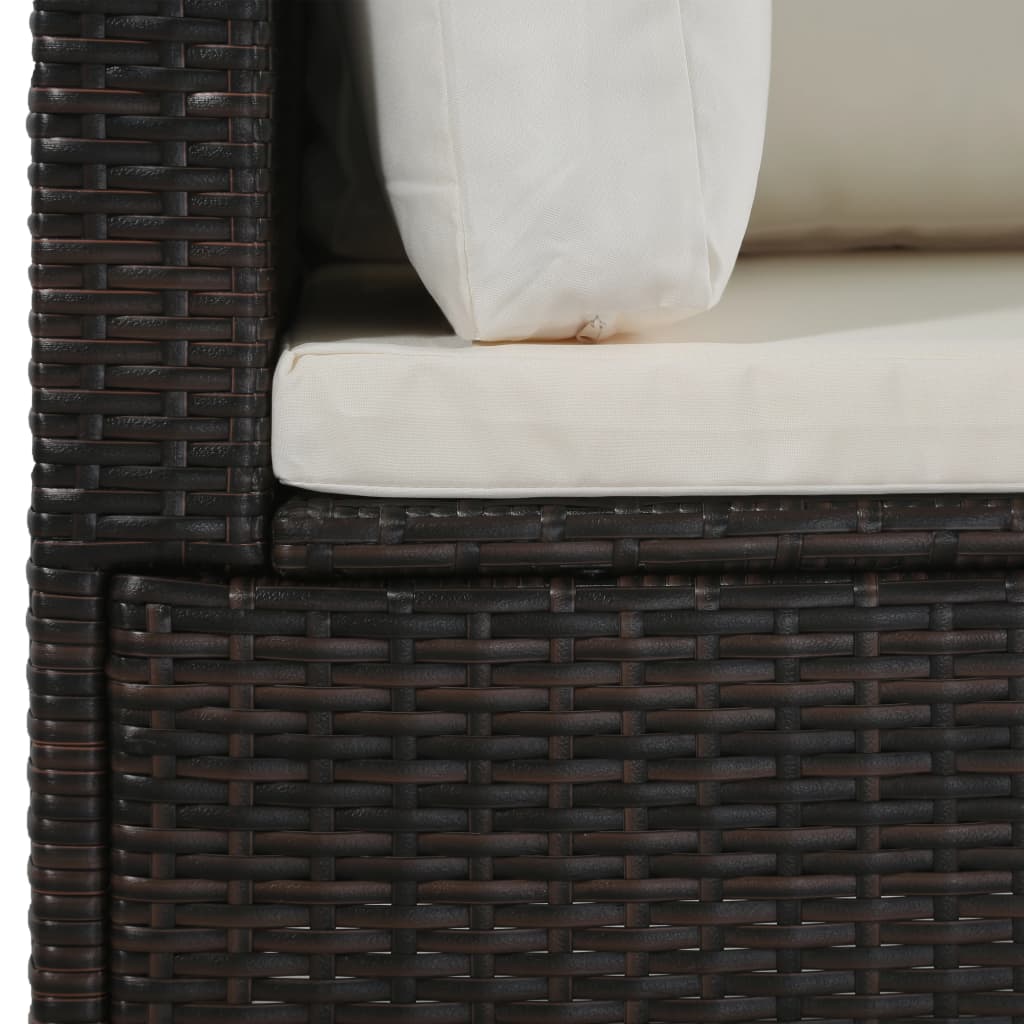-Delige Loungeset Met Kussens Poly Rattan Bruin