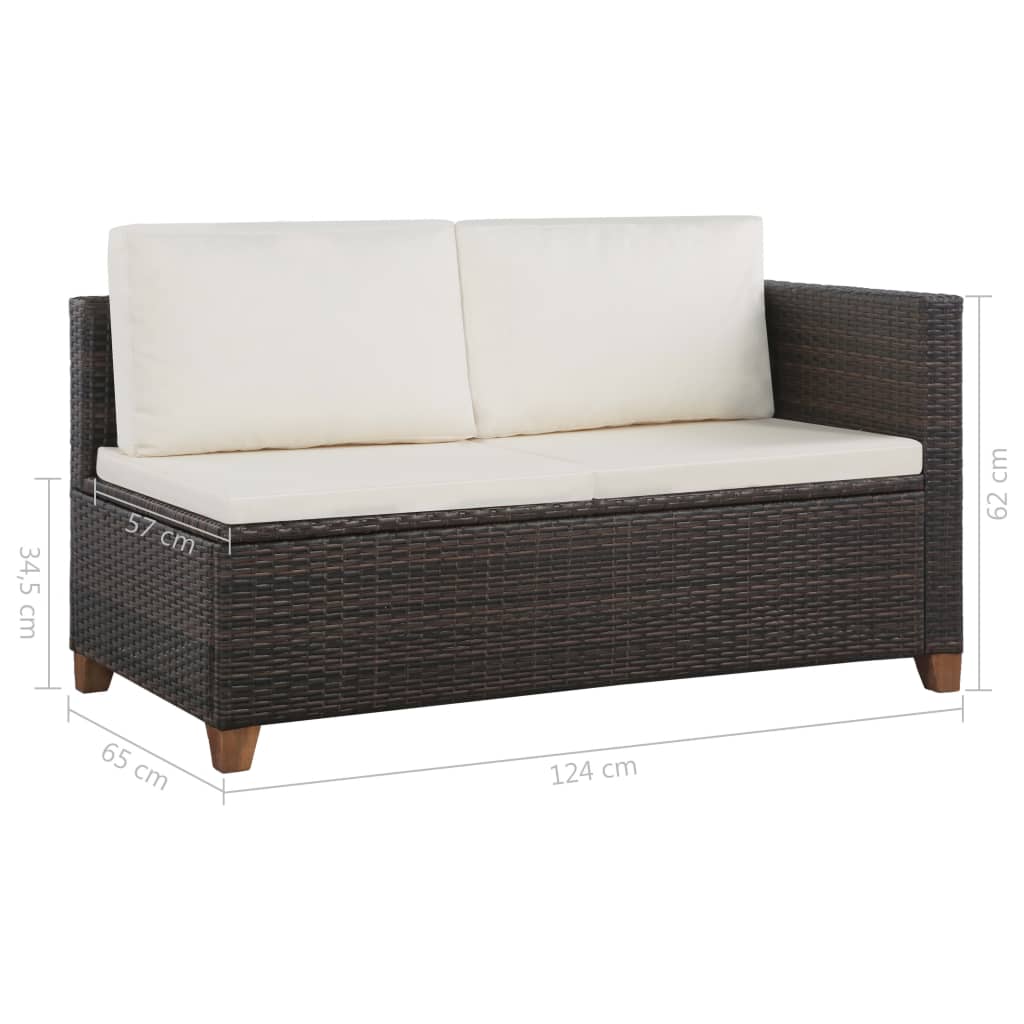 -Delige Loungeset Met Kussens Poly Rattan Bruin