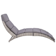 Ligbed inklapbaar met kussen poly rattan grijs