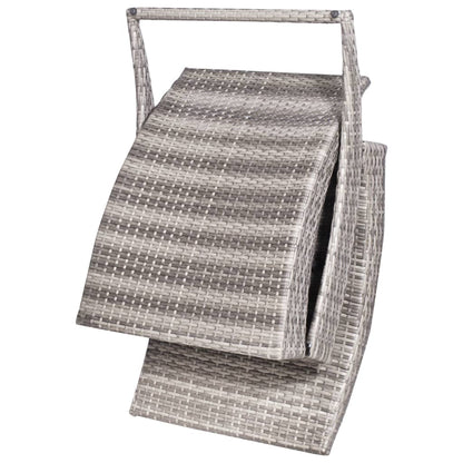 Ligbed inklapbaar met kussen poly rattan grijs
