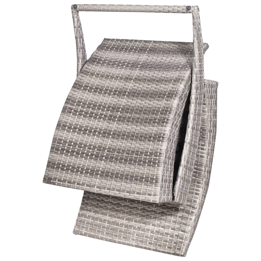 Ligbed inklapbaar met kussen poly rattan grijs