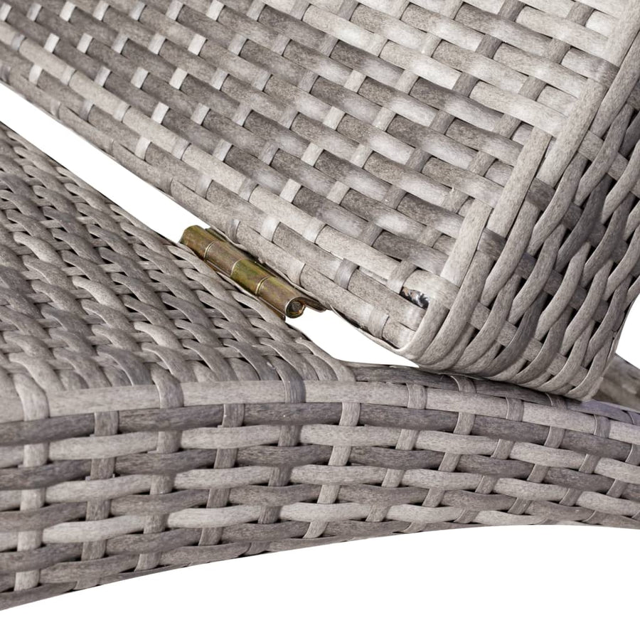 Ligbed inklapbaar met kussen poly rattan grijs