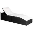 Ligbed poly rattan zwart met kussen