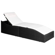 Ligbed poly rattan zwart met kussen