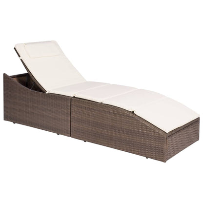 Ligbed Met Kussen Poly Rattan Bruin
