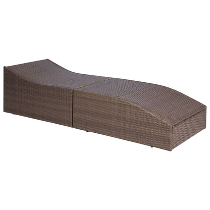 Ligbed Met Kussen Poly Rattan Bruin