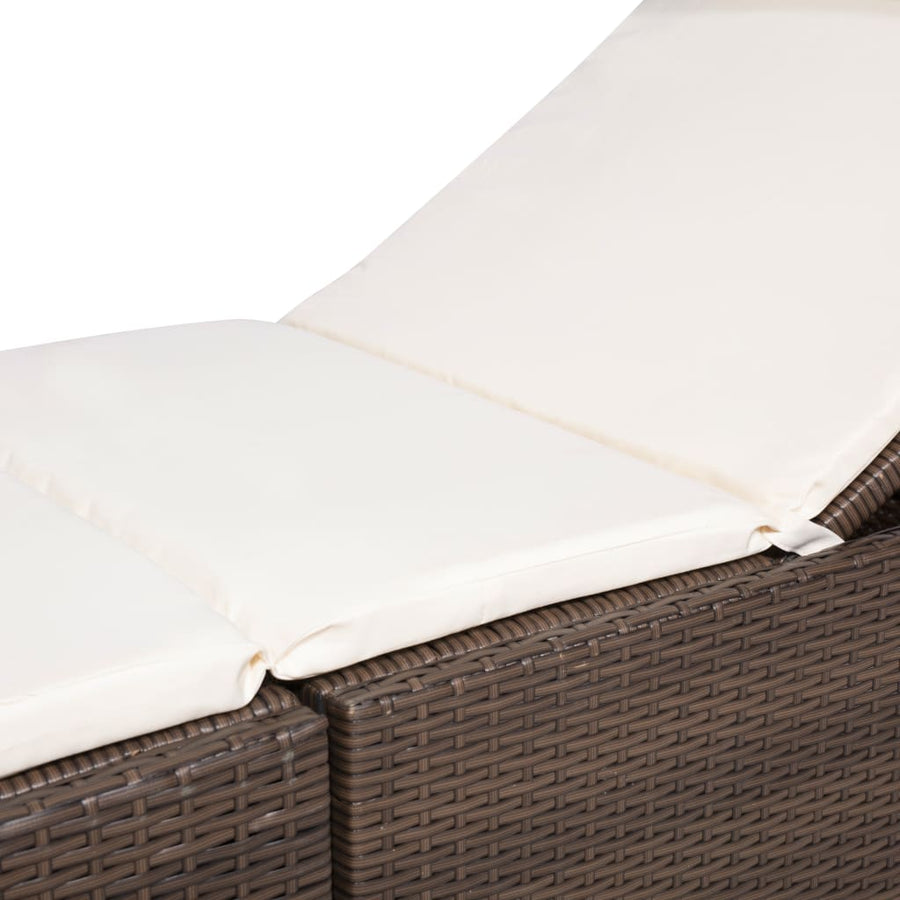 Ligbed Met Kussen Poly Rattan Bruin