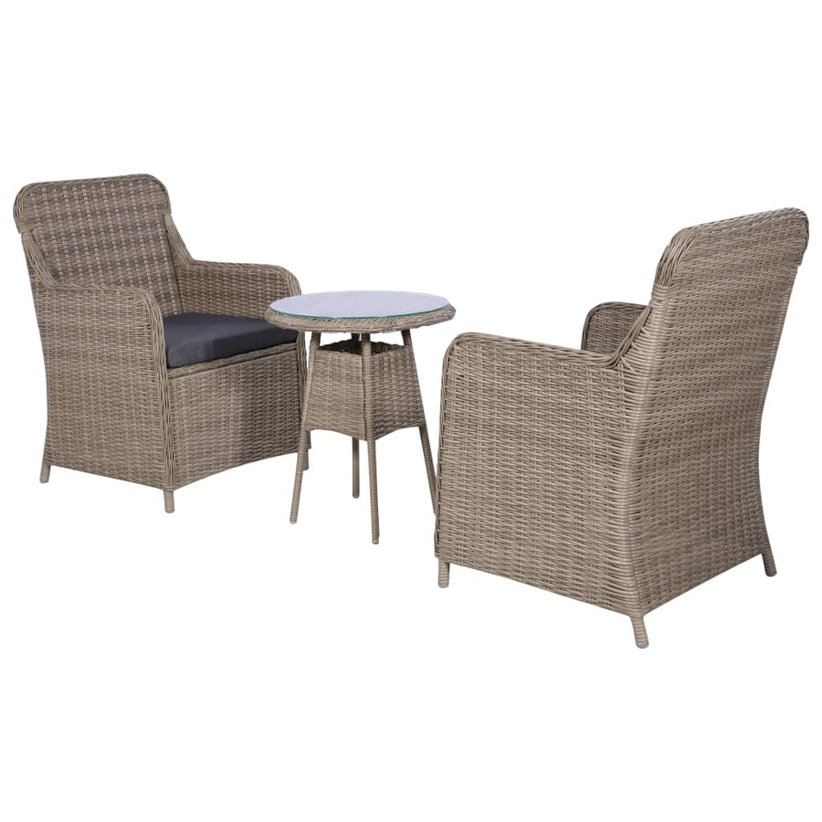 Bistroset Met Kussens Poly Rattan Bruin 3