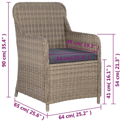 Bistroset Met Kussens Poly Rattan Bruin 3