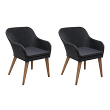 Tuinstoelen 2 St Met Kussens Poly Rattan Zwart 1