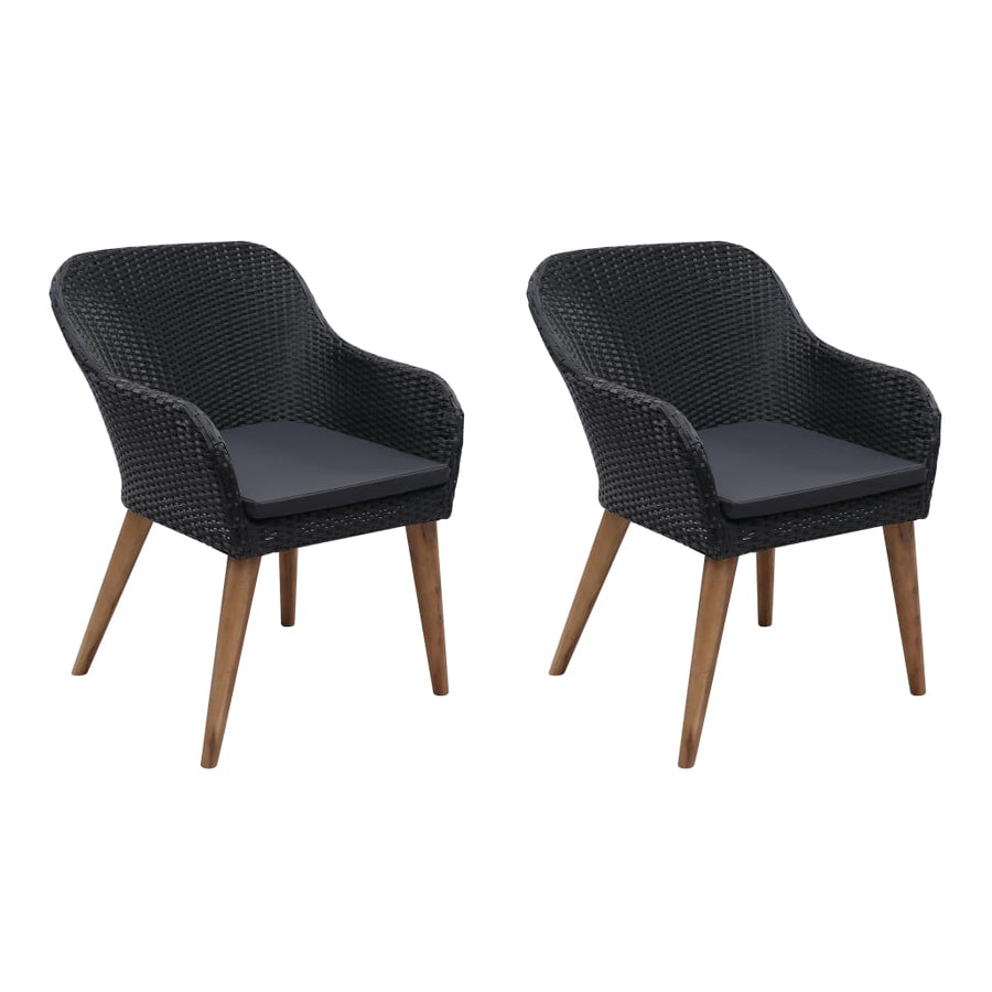 Tuinstoelen 2 St Met Kussens Poly Rattan Zwart 1