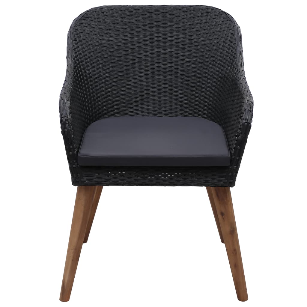 Tuinstoelen 2 St Met Kussens Poly Rattan Zwart 1
