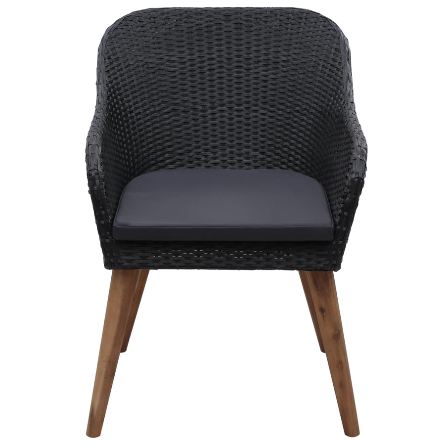Tuinstoelen 2 St Met Kussens Poly Rattan Zwart 1