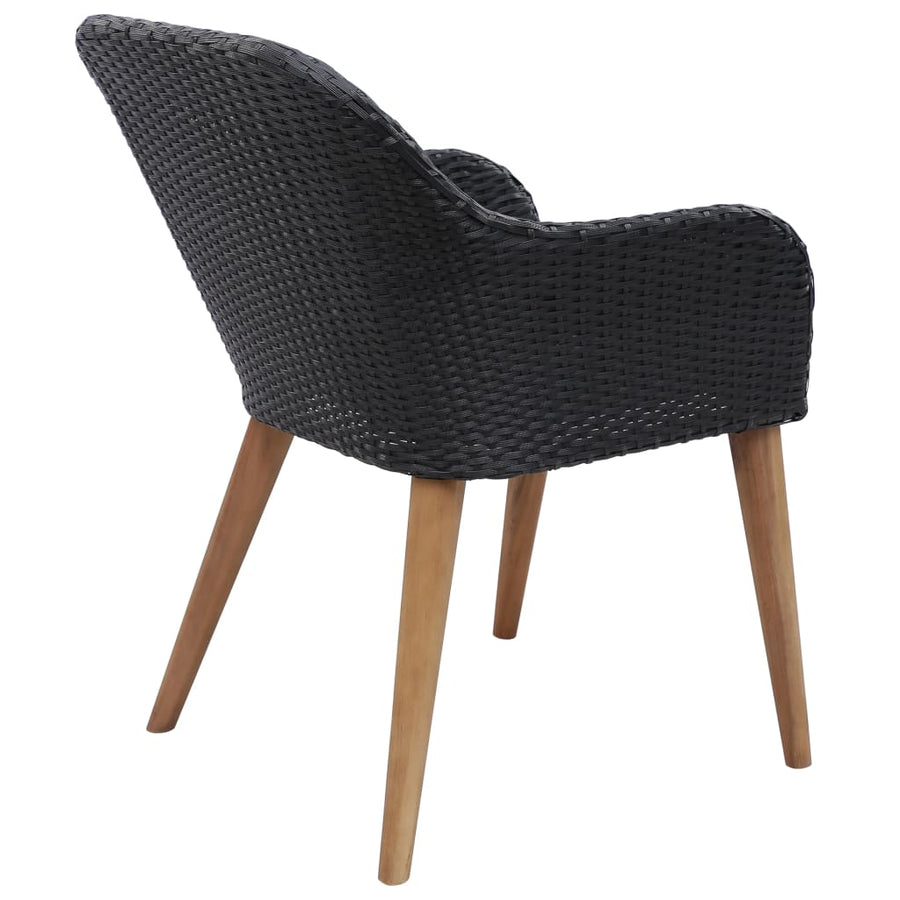 Tuinstoelen 2 St Met Kussens Poly Rattan Zwart 1