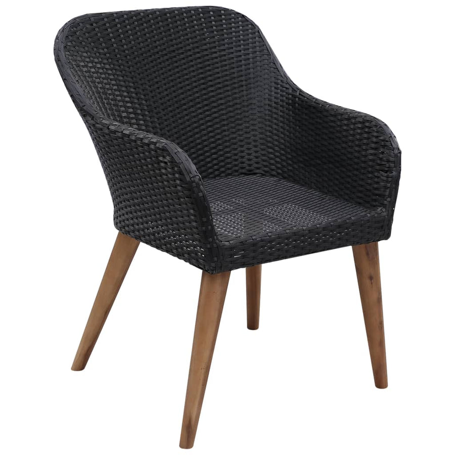 Tuinstoelen 2 St Met Kussens Poly Rattan Zwart 1
